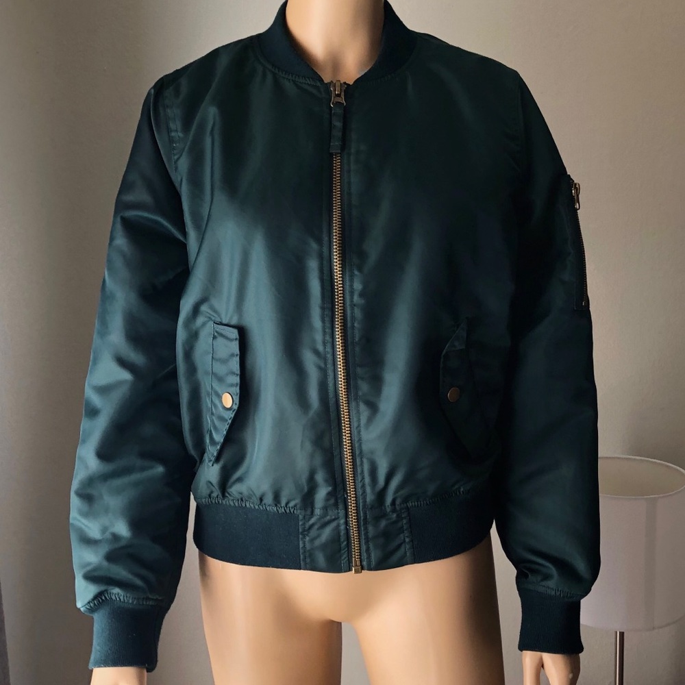 Emerald Green Zip-up Bomber